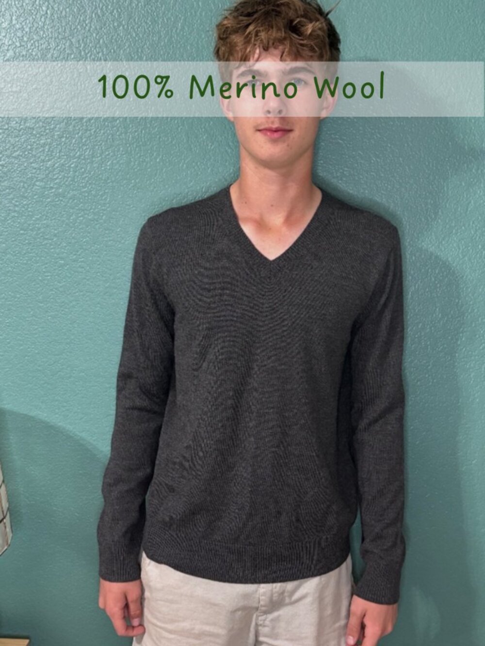 NWOT 🍌 Repub Merino Wool / 100% Extra Fine V-Neck Sweater Gray - Med